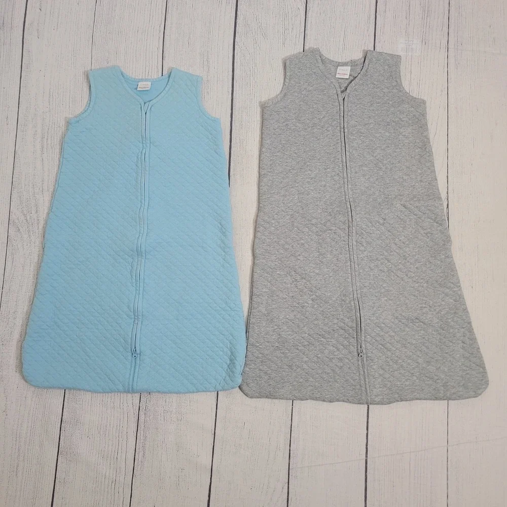 Hanna Andersson 18m-2T Sleep Bag 2pk Unisex‎ Quilted Organic Cotton Blue Gray